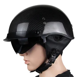 Carbon Fiber Retro Vintage Motorcycle Open Face Helmet Motorbike Jet Cap M L XL XXL Sizes Available for Motorcross Protection