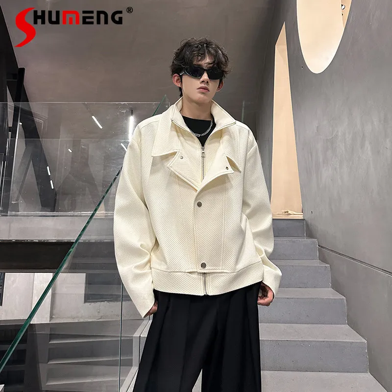 

2025 мужские осенне-зимние новые утолщенные куртки с двухслойным воротником, красивые высококачественные однотонные куртки в американском стиле