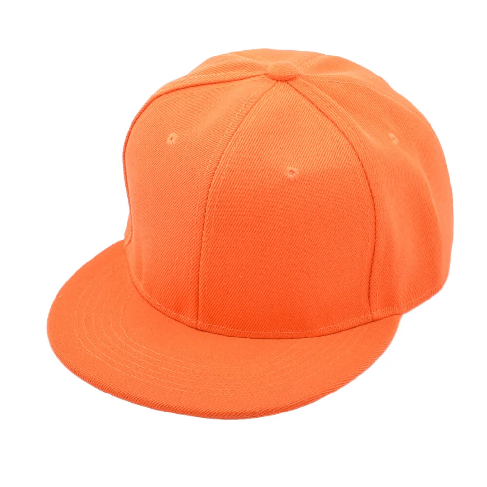 Neon Yellow Green Men\'s Flat Brim Snapback Hat Women Plain Baseball Cap Fluorescent Orange Bright Hip Hop Hat