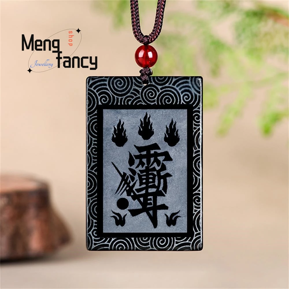 Genuine Natural Hetian Jade Ink Jade Ziwei Taboo Jade Pendant Five Yue Tu Five Thunder  Men Pendant Ladies Jade Pendant