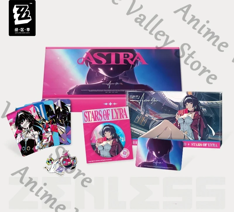 

Official Anime Zenless Zone Zero Astra Yao Cosplay Supporting Gift Box Cartoon Acrylic Card Bricks Badge Laser Sticker