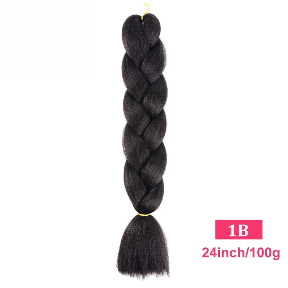 24 Inches Synthetic Fiber Pure Color Straight Jumbo Braids Hair Extensions For Women And Girl African Braiding Hair 1B 2# 4# 30