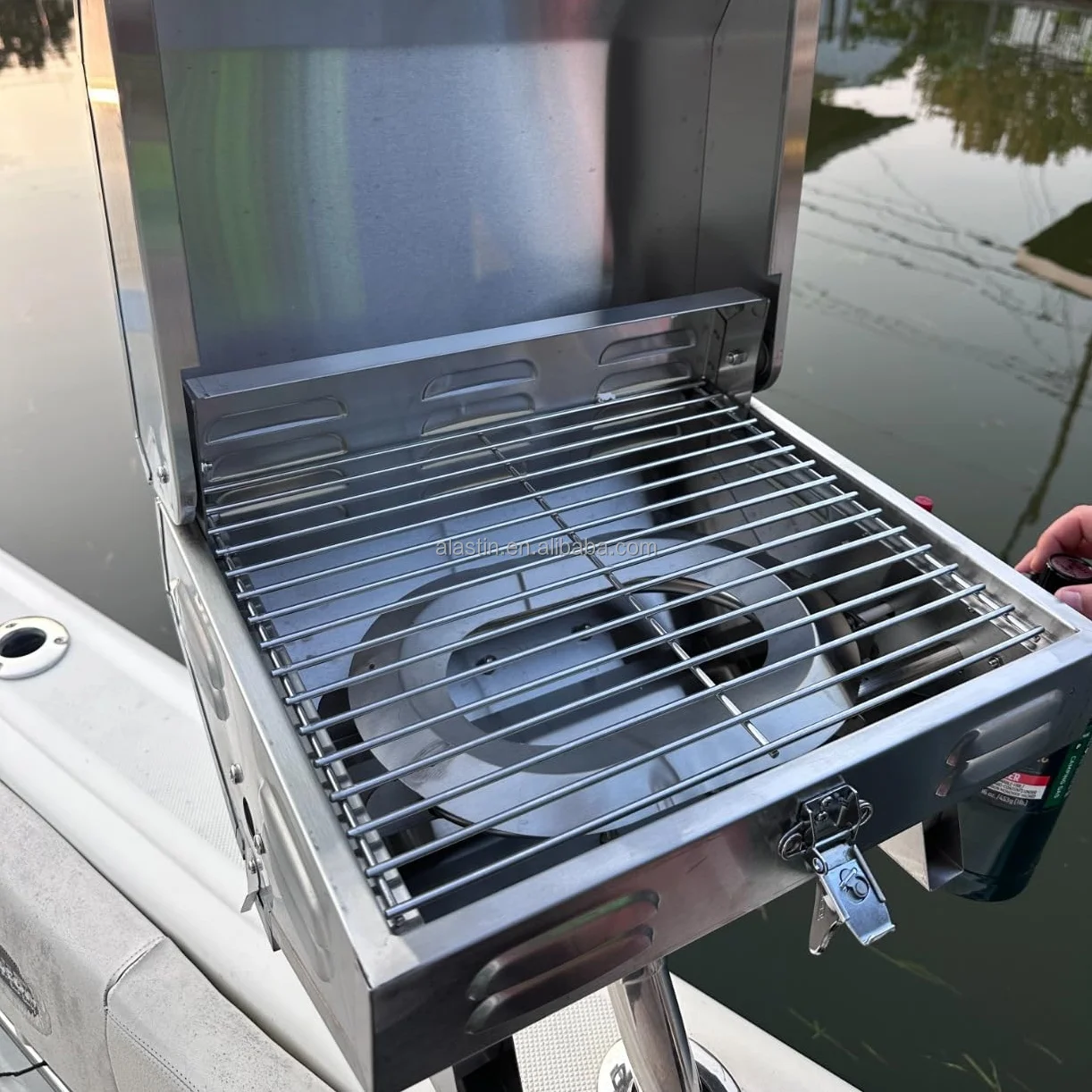 STLF Marine Stainless Boat BBQ Barbecue Yacht Portable Gas Grill with Boat BBQ Mount Pedestal