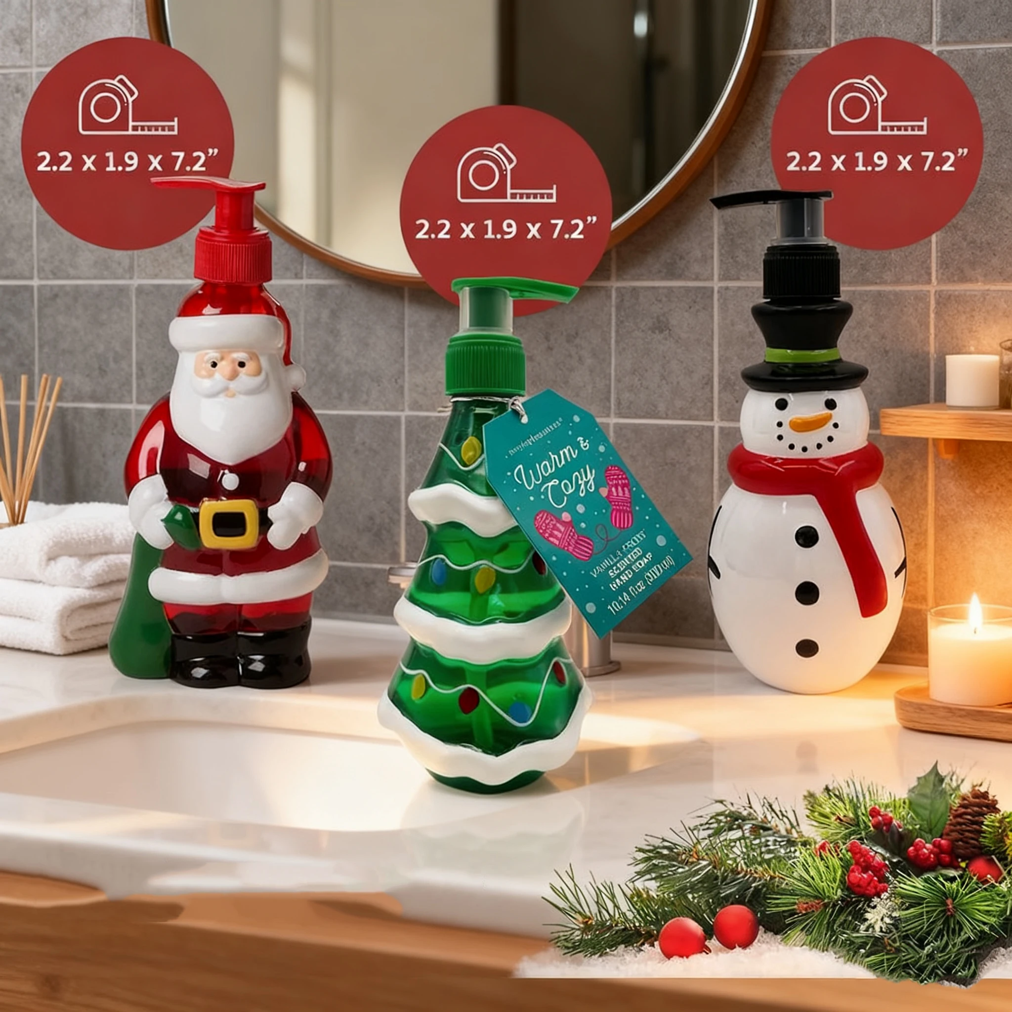 350ml Christmas Tree Lotion Bottle - Snowman And Santa Lotion Press Empty Bottle - Toilet Hand Lotion Shampoo Bath Gel Condition