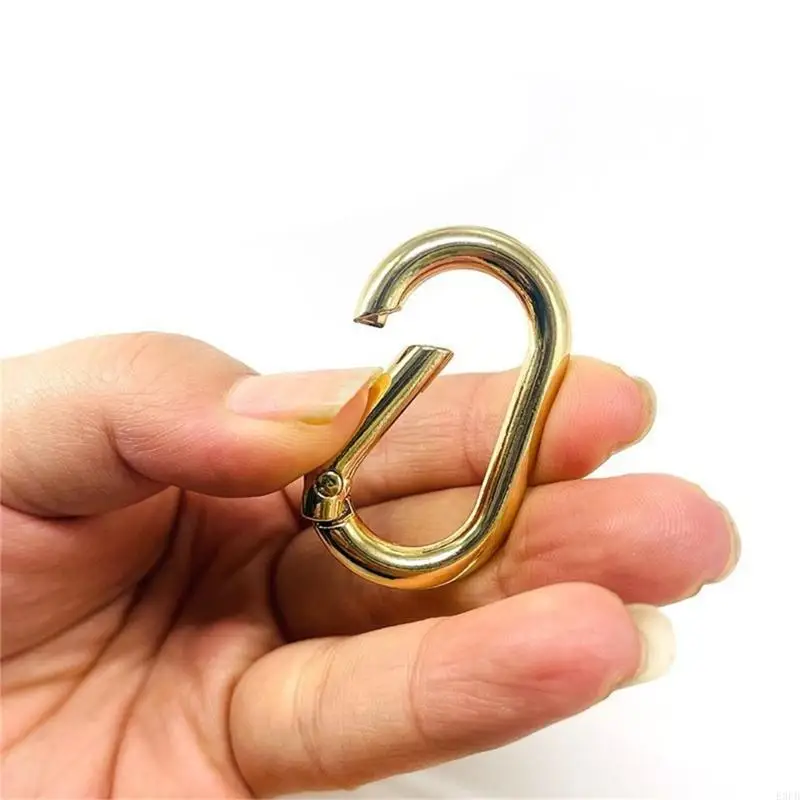 E8FB 4Pieces Metal Key Rings with Spring O Rings Clips for Handbag Purse Strap Extender Oval Carabiner Clips Clip Hook