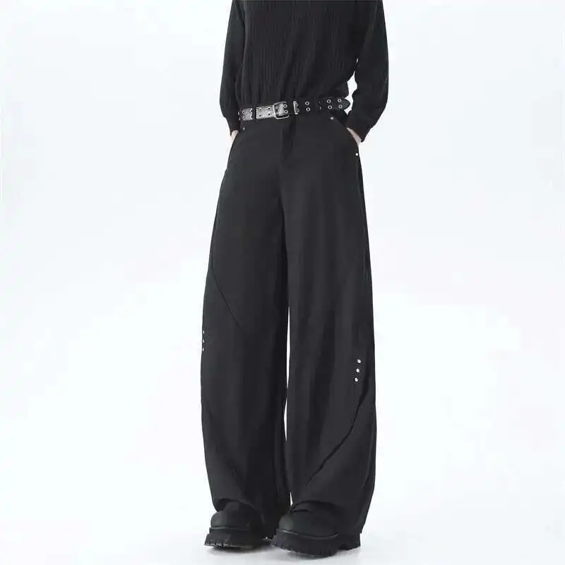 Brown Suit Pants Men Oversized Fashion Society Mens Black Dress Pants Korean Loose Wide Leg Pants Mens Office Formal Trousers