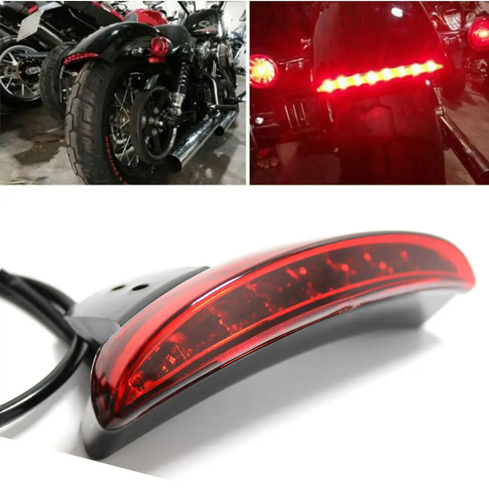 Luci moto parafango posteriore bordo rosso LED fanale posteriore freno moto per Harley Touring Sportster XL 883 1200 Cafe Racer