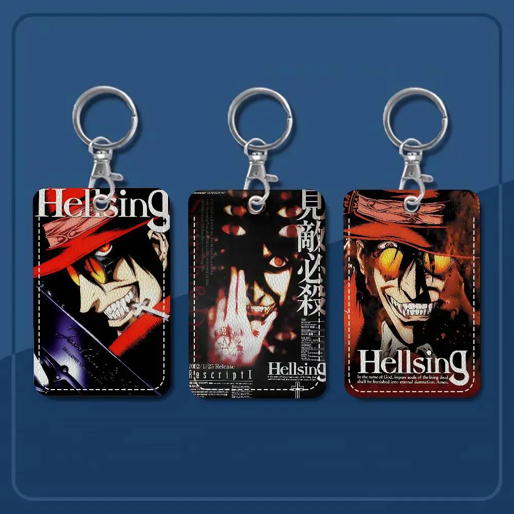 Clásico H-Hellsing Horror Anime 1 pieza funda para tarjeta de acceso tarjetero de cuero llavero etiquetas de acceso de puerta funda para tarjeta de identificación