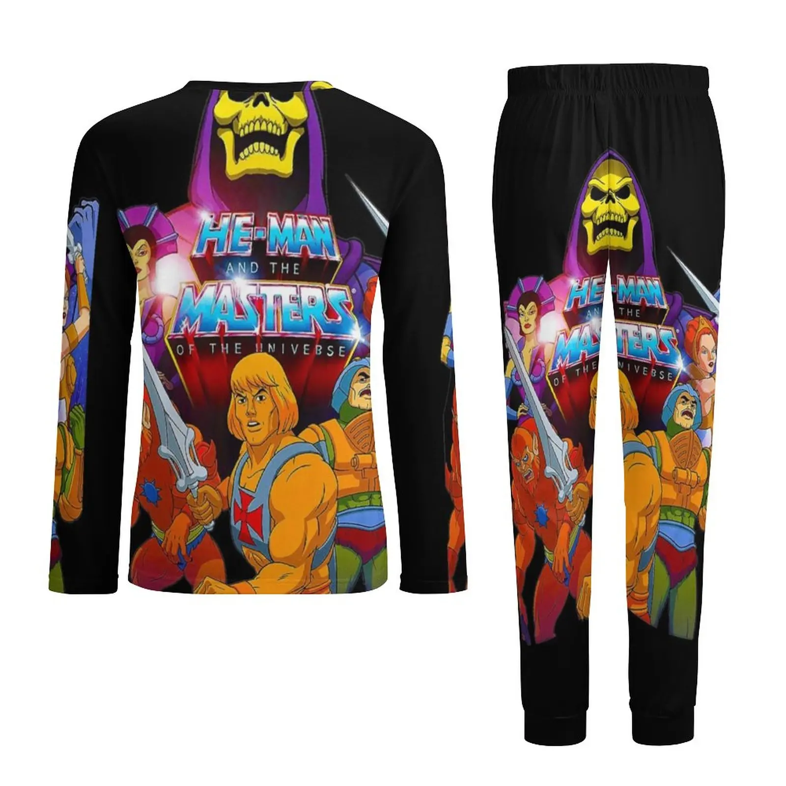 He Man Skull Pajamas Spring 2 Pieces Masters of The Universe Warm Pajama Sets Man Long Sleeve Room Design Nightwear Big Size