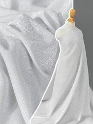 Shiny High Elasticity Fabric Fashion Stage Clothing Knitted White Silver Fabric By The Yare Diy Cloth Sewing Material