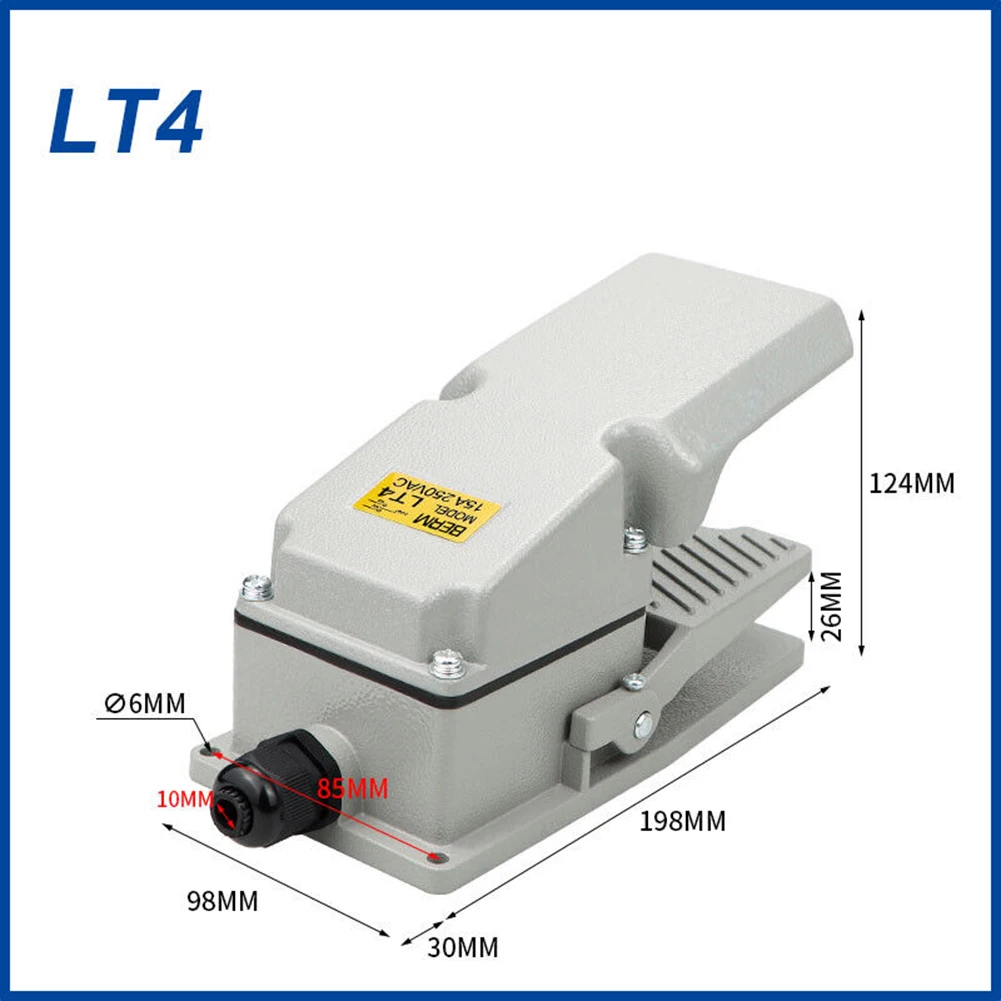Pedal Switch Foot Switch Antislip Foot Operated Industrial Momentary Self-resetting Silver Contacts Tool 1NO 1NC