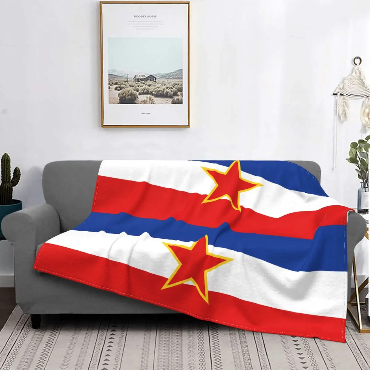 Yugoslavia Flag Blanket Fleece Soft Throw Blanket for Car Sofa Couch Bedspread