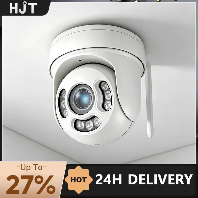 HJT WiFi 8MP 4K 5MP 5X Zoom IP камера Outdoor Human Detection Audio H.265 Onvif Metal Dome Wireless Surveillance Security P2P
