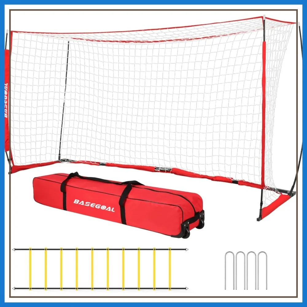 

Soccer Goal with Bow Frame, Collapsible Base, Net & Agility Ladder