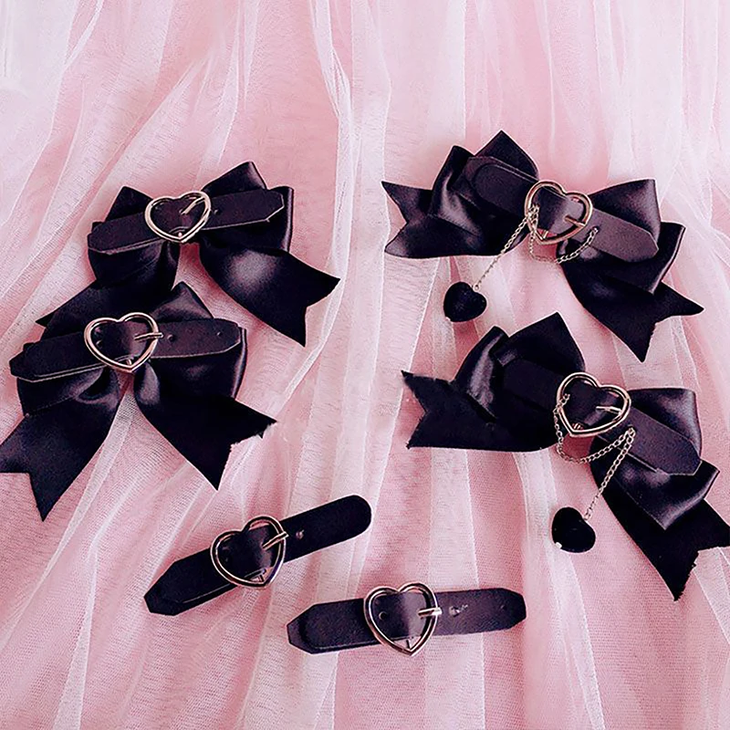 Lolita Bowknot Hair Clip Ponytail Bangs Hair Travel Hairpins Lovely Hairclip Cool Punk Headdress Bow Barrettes Hair Accessories