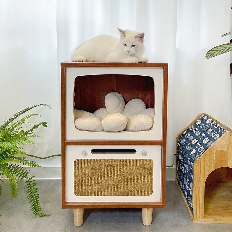 

Двухслойное ретро-кошачье гнездо, кровать, прикроватная тумбочка, спальня, кошачье гнездо, дом, когтеточка, креативное скрывание кошек, принадлежности для домашних животных