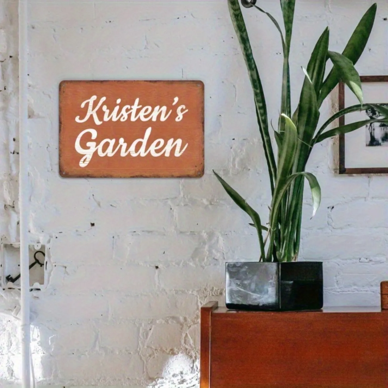 Personalized Aluminum Garden Sign - Add Your Custom Name, Vintage Farmhouse-Style Outdoor Decor Piece.