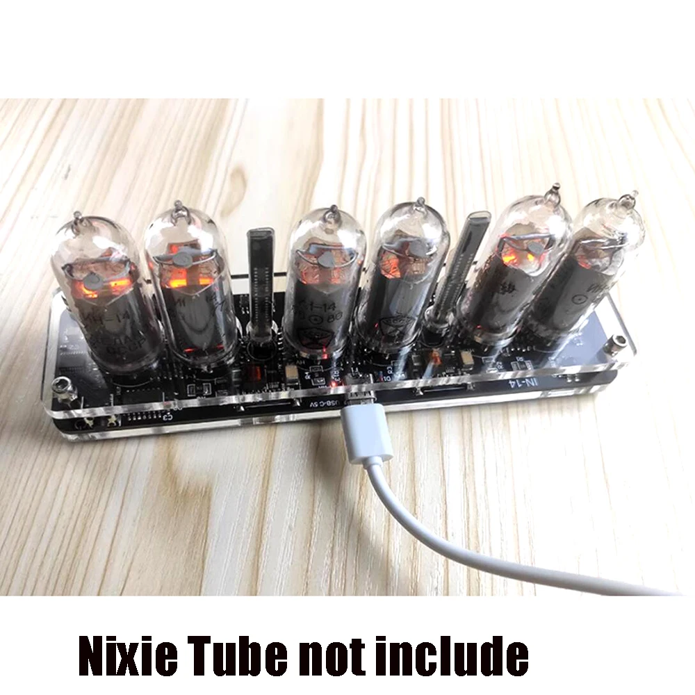 6-bit Nixie Clock IN8 IN14 Tube Clock Base TYPE-C USB POWER IN-14 IN-8 Glow Tube Digital Display Clock Remote Control