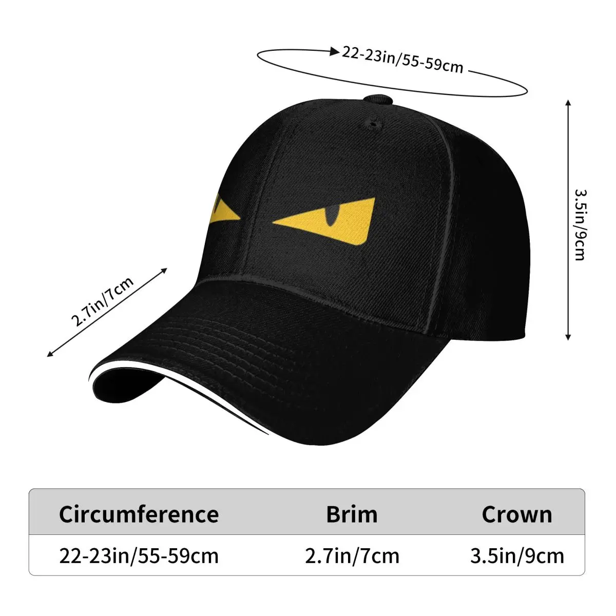 Monster Yellow Eyes Baseball Cap Spring Tennis Skate Trucker Hat High Quality Couple Women y2k Cute Custom DIY Baseball Caps