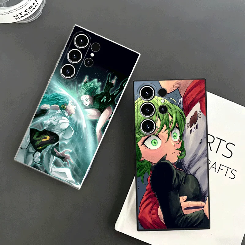 One P-Punch-Mans Tatsumaki Soft Phone Case For Samsung S24 S25 S26 Ultra S23 S22 Plus S21 S20 FE Edge + Black White Couple Cover