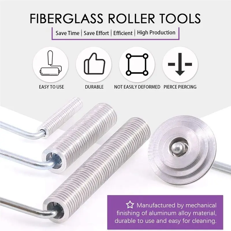 SHGO-For Resin Laminating Fiberglass Roller Tools Kit- 4Pcs Bubble Paddle Rollers, Detail Brush& Gloves