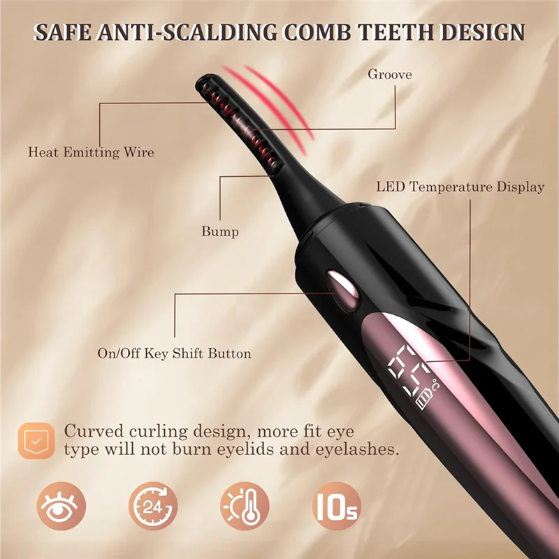 أدوات تجعيد الرموش الساخنة ABKR، أداة تجعيد الرموش الكهربائية لأدوات المكياج قابلة لإعادة الشحن عبر USB، تسخين سريع خلال 10S، 4 أوضاع تسخين