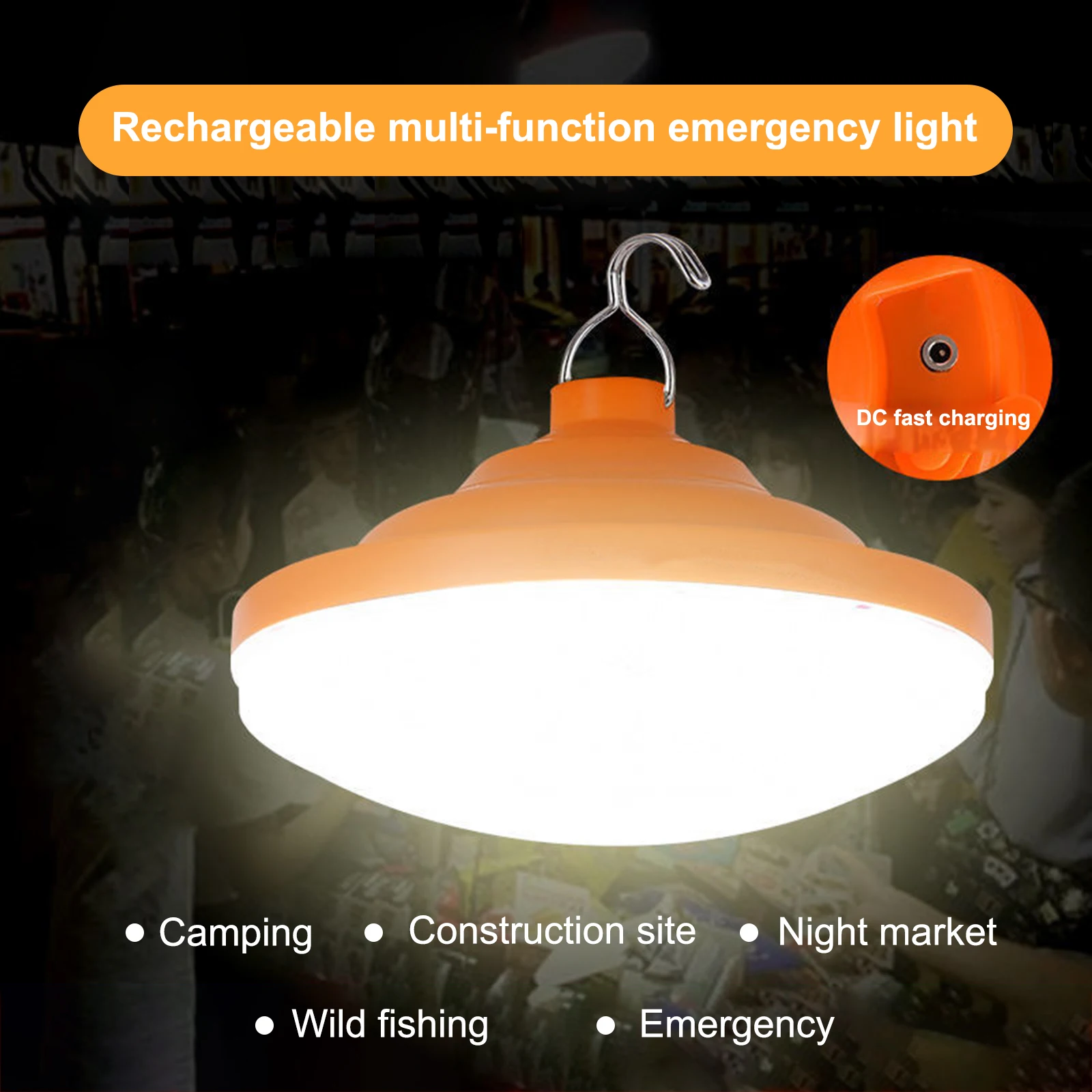 Rechargeable Light Bulb Night Market Super Bright Long Life Outdoor Lighting Three Lighting Modes Comes with Metal Hook