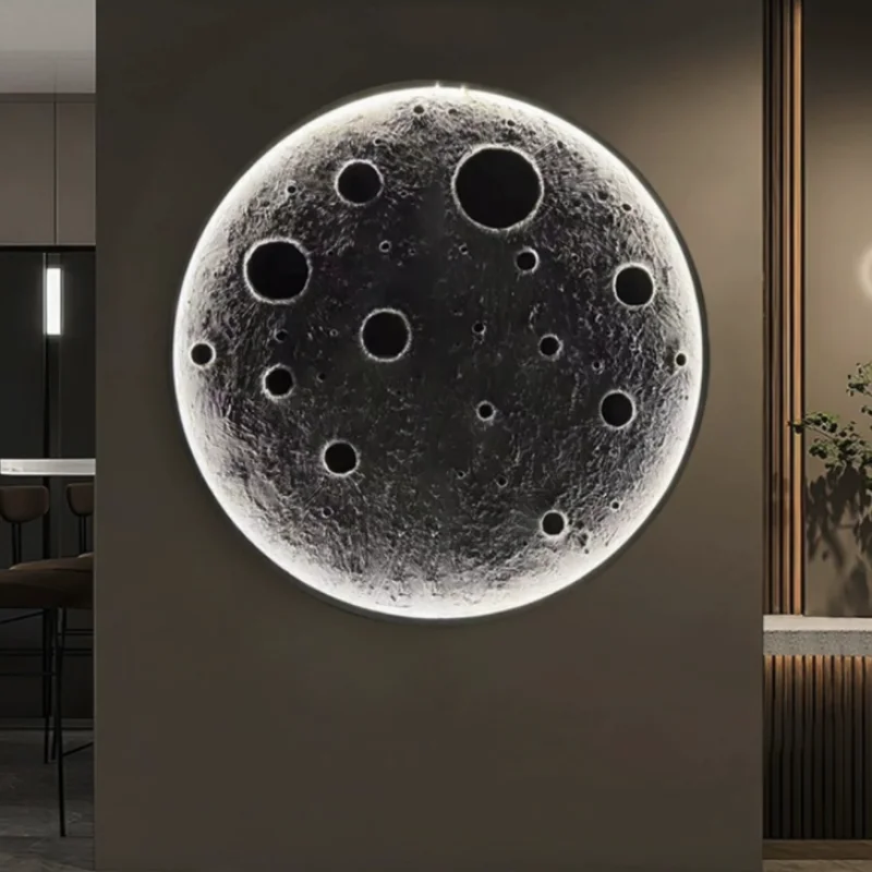 cratera moderna 3d lampada de parede luxo redondo tridimensional alivio lua design embelezado decoracao para casa cores lampada mural 01