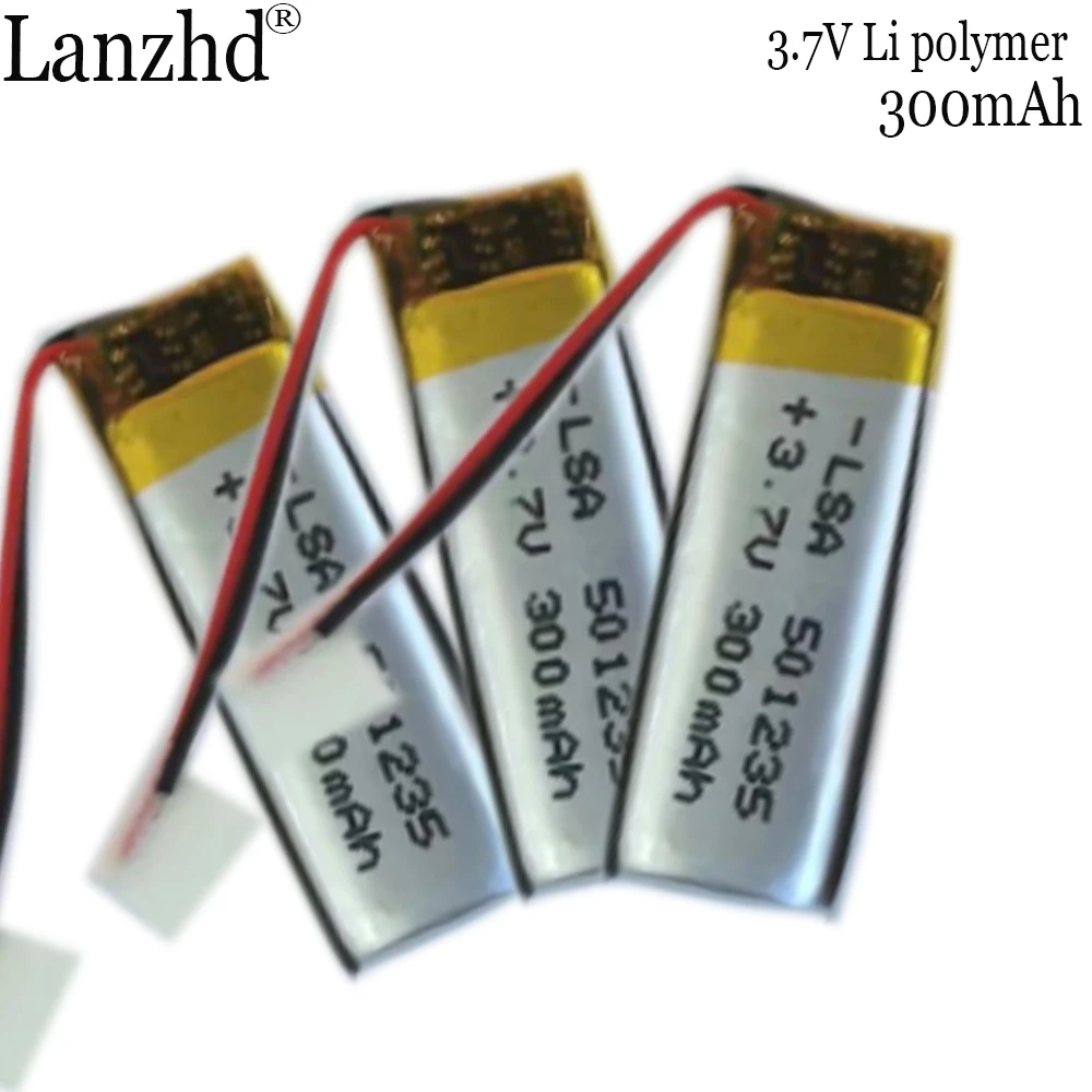 

1-10pcs 501235 3.7V 300mAh Li ion Lithium Polymer Battery For MP4 MP5 Electric Toothbrush Voice Recorder Bluetooth Headset