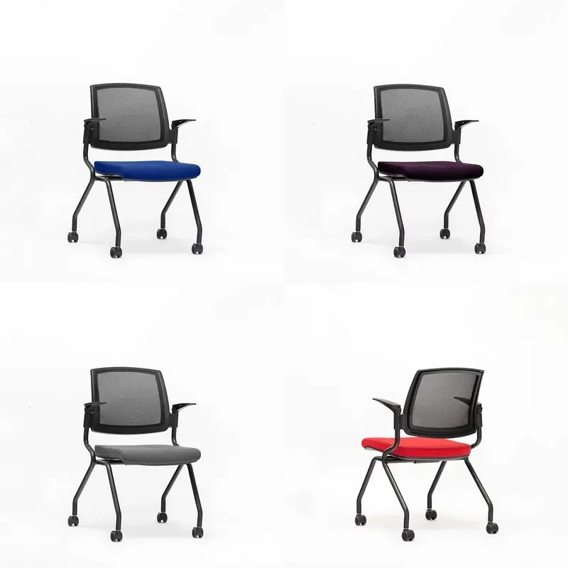 Modern Compact Folding Conference Chair with Wheels for Office Meeting Room
