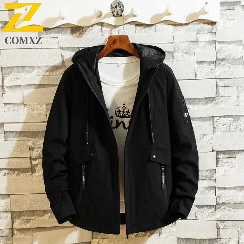 

COMXZ 2025 новая спортивная куртка с капюшоном на открытом воздухе, мужская оксфордская клетчатая водостойкая горная одежда, высококачественная молодежная верхняя одежда, парка, пальто