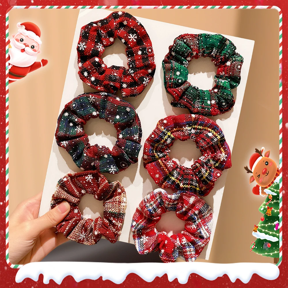 クリスマスをテーマにした冬の伸縮性のあるヘアバンド、雪の結晶の要素を備えた女性用ホリデーギフトヘアタイ、お団子やポニーテールのスタイリングに