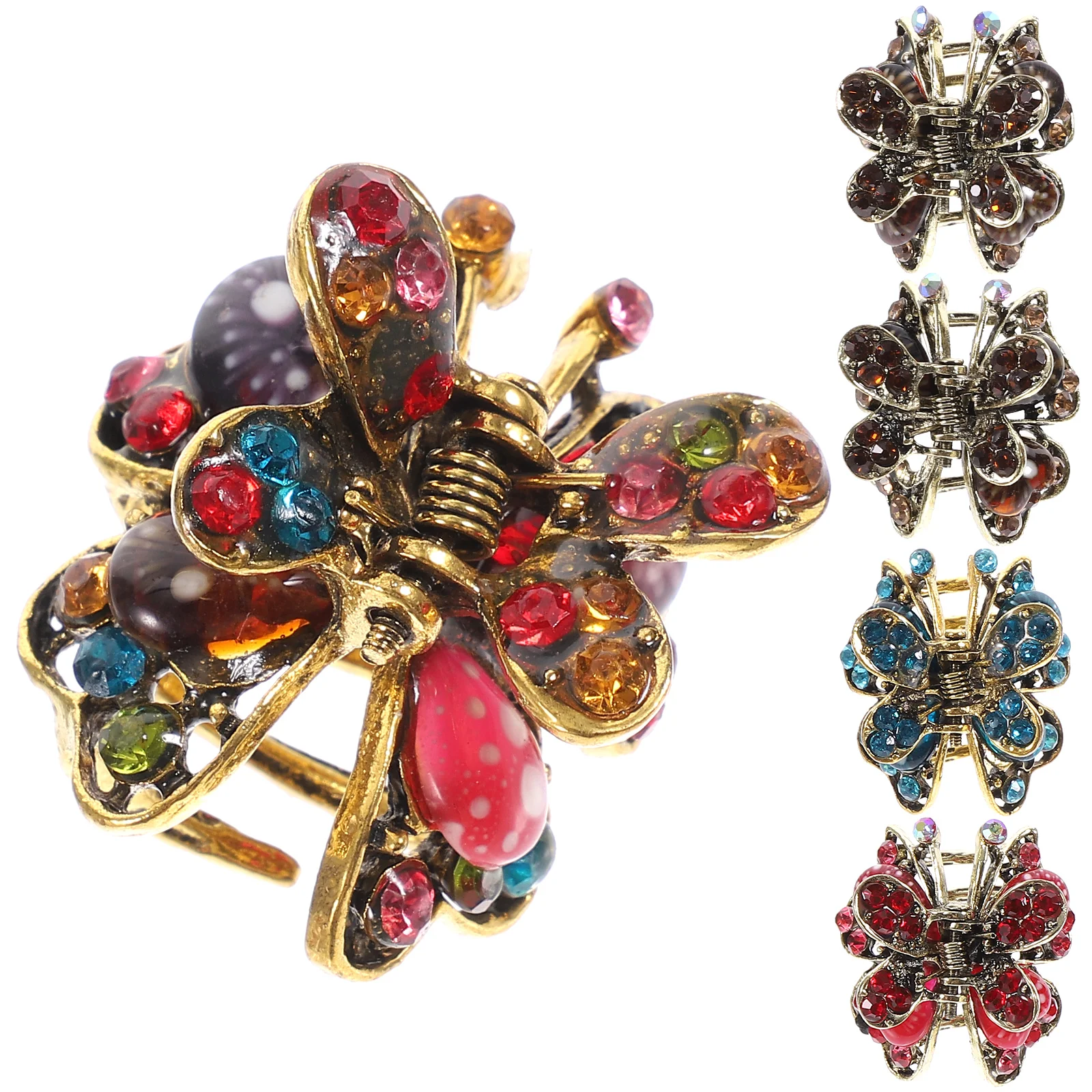 

5 шт., мини-зажимы из сплава со стразами, разноцветные легкие нескользящие зажимы для инструментов для укладки, модные аксессуары для волос