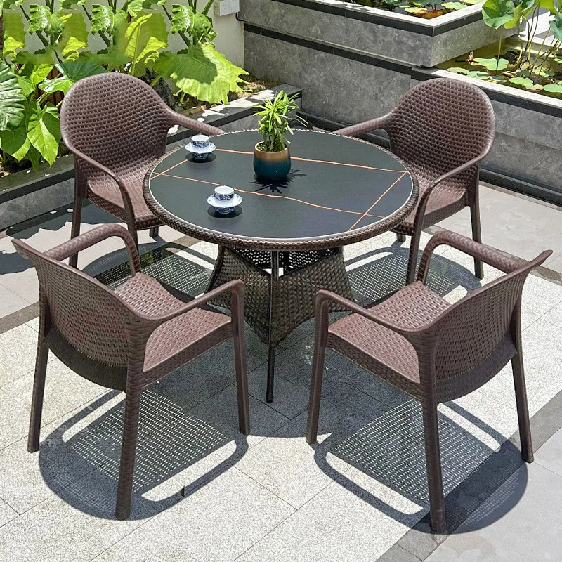 

Outdoor courtyard rattan chair tea table and chair combination balcony coffee