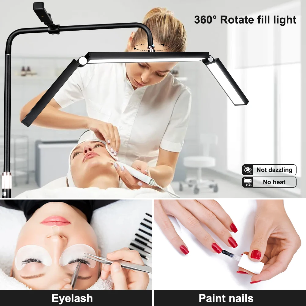 308LEDs Half Moon Lamp Foldable 36 INCH Half Lash Light for Eyelash Extensions Beauty Skincare Eyebrows with Phone Holder Remote