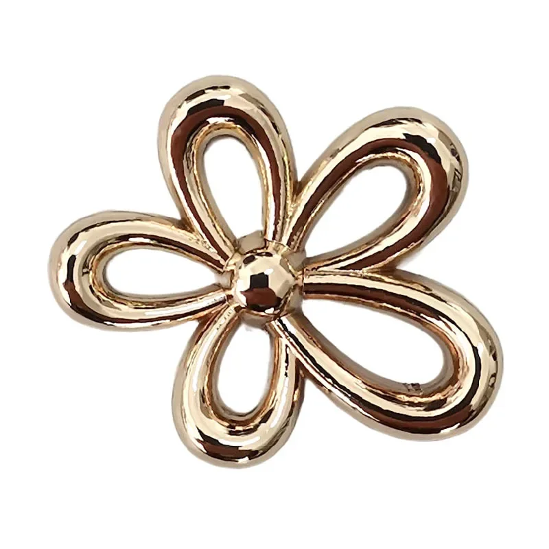 10Pcs Flower-shape Metal Buttons Gold/Silver Color Hollow Flower Shank Buttons Woman\'s Clothing Accessories