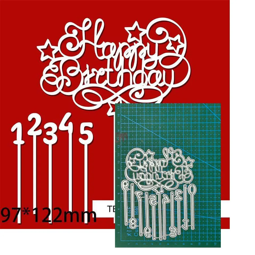 Happy Birthday Candle Cake metalowe matryce do wycinania formy papier do scrapbookingu nóż rzemieślniczy forma ostrze dziurkacz szablon szablony do