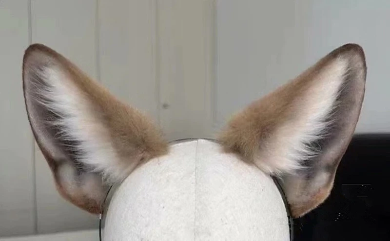 Original Handmade Custom Halloween Cosplay Props Simulation Animal Brown Wolf Ears Headband Hairhoop Xmas Accessories