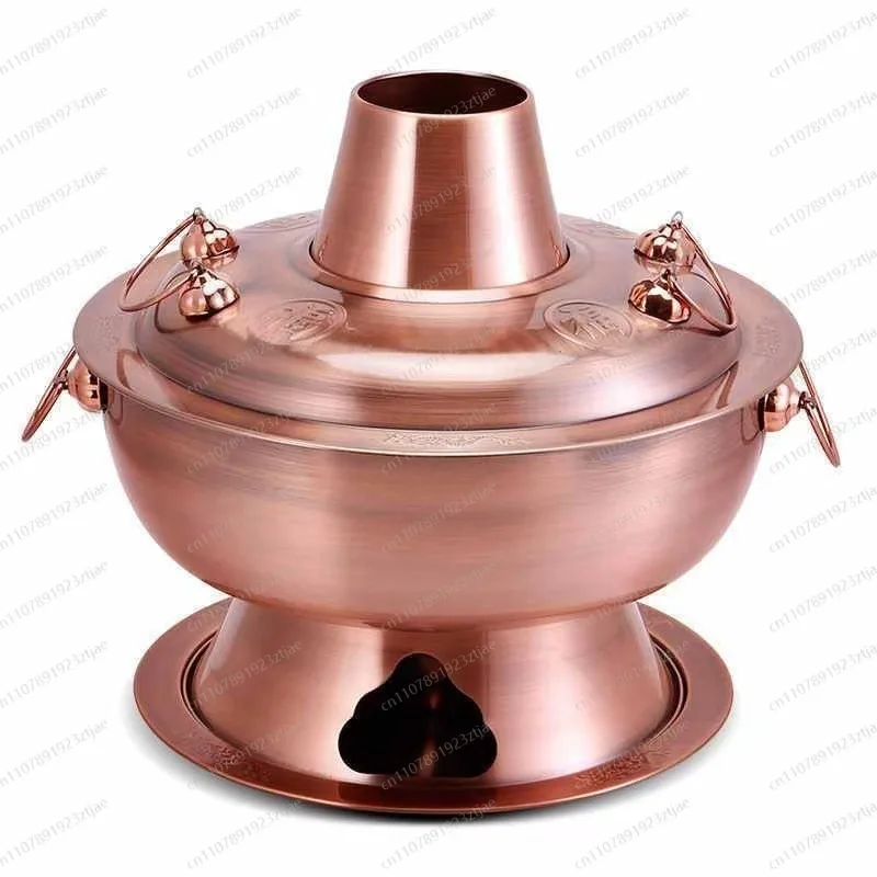 Stainless Steel Copper-Imitation Hot Pot for Cassette Stove, Commercial Use, Suitable for Shabu-ShabuLambChickenCooking