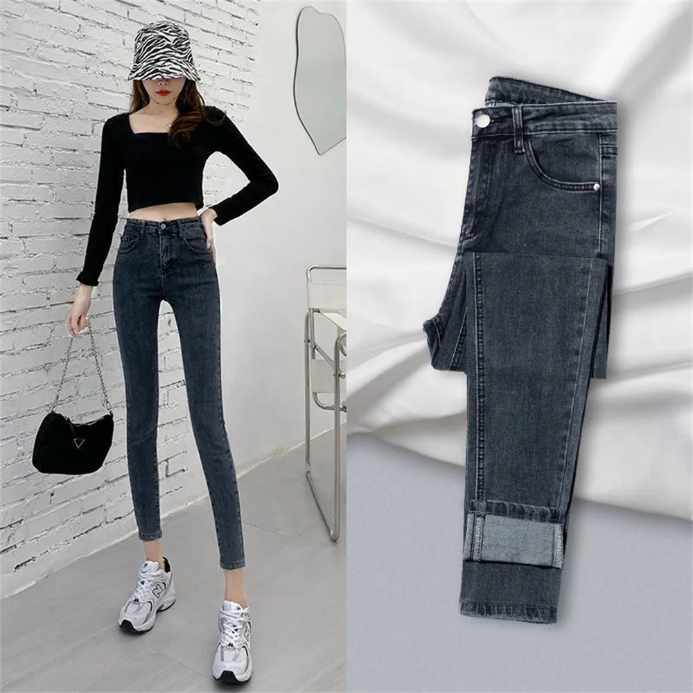 Skinny Pencil women Jeans pants Buttons Vintage High Waist Women Slim Stretch Denim Pants Tight Trousers 2023 Women's Pants