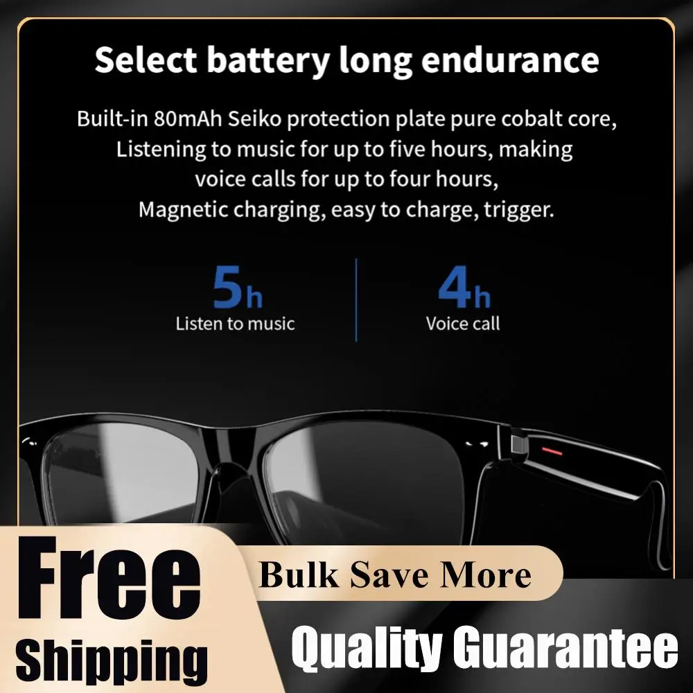4K HD AI Smart Glasses Chat GPT 100MP Camera Recording Bluetooth Call 260Mah Battery Voice Assistant Control Smart Glasses 2026