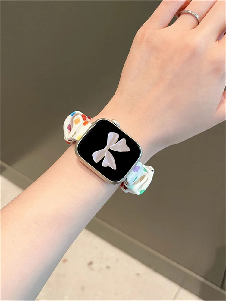 Korea Color Elasticity Hair Band For Apple Watch Band Ultra2 49mm 45mm 44mm 41 42 38 40 Correa Band For Iwatch Series 9 8 SE 7 6