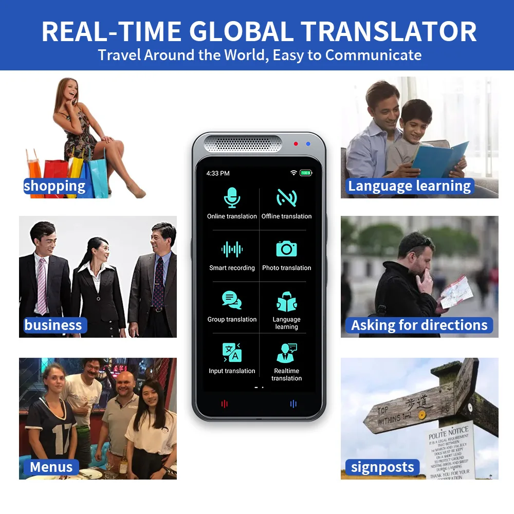 Z6 Language Translator Device supports Two-way Real-time Translation in 138 Languages 4.1-inch HD Touchscreen Translation