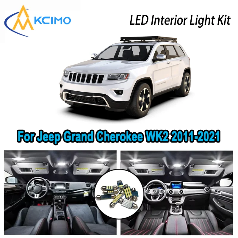 

For Jeep Grand Cherokee WK2 2011-2021 2012 2013 2014 2015 Interior LED Dome Map Trunk Light Kit Canbus Error Free Car LED Lamps