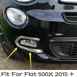 Lapetus Chrome Shiny Front Fog Lights Lamps Eyelid Eyebrow Cover Trim Accessories Exterior Fit For Fiat 500X 2015 2016 2017 2018