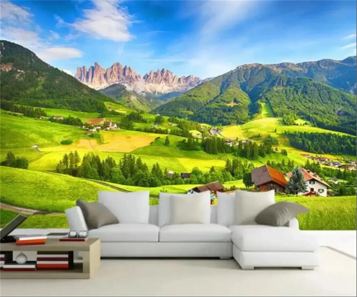 Customized mural Nordic minimalist mountain lawn plant mural bedroom living room background wall murals decoration 3d wallpaper