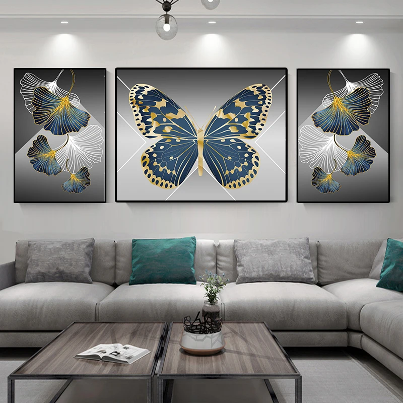 

3pcs 5d Full Drills Diamond Painting European Style Full Diamond Mosaic Nordic Modern Butterfly Lotus Triptych Cross Stitch G29