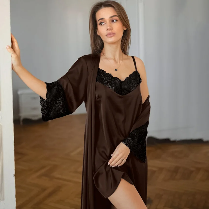 2026 Women's Summer Satin Pajamas Set Light Luxury Loose Comfortable Soft Suspender Nightgown Loungewear 2 Piece Elegant L Size