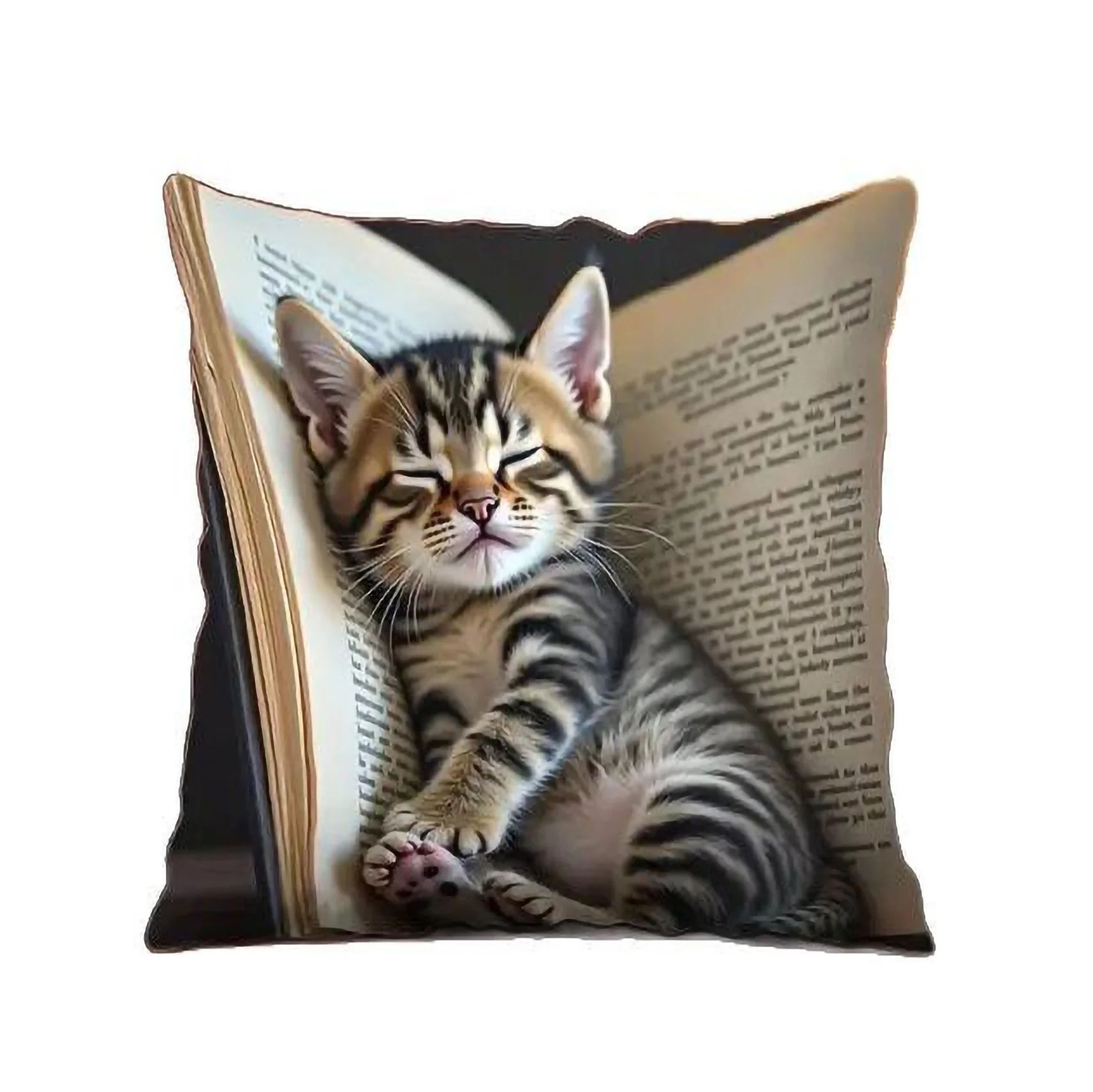 1pc Creative Sleep Cat Pattern Pillowcase Single Sided Square Cushion Case Comfortable for Indoor Sofa Home Decor Pillow Cover
