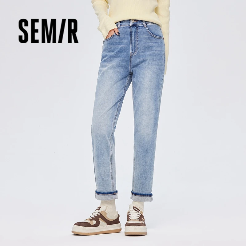 Imagem -03 - Jeans Semir Feminina Calças de Pesponto Calças Cônico Fino Estilo Simples Inverno Novo 2023